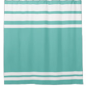 Licht Blauwgroen: Moderne lijnen in wit Douchegordijn (Voorkant)