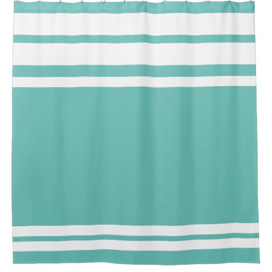 Licht Blauwgroen: Moderne lijnen in wit Douchegordijn (Voorkant)