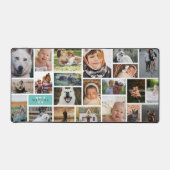 Licht Blauwgroen Monogram 22 Fotocollage Bureaumat (Voorkant)