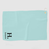 Licht Blauwgroen monogrammen Golfhanddoek (Horizontaal)