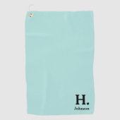 Licht Blauwgroen monogrammen Golfhanddoek (Voorkant)