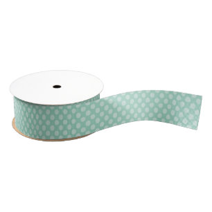 Licht Blauwgroen Polka Dot Grosgrain Lint