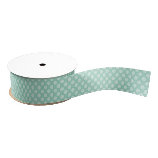 Licht Blauwgroen Polka Dot Grosgrain Lint (Spoel)