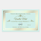 Licht Blauwgroen Product Label met Goud Lijst en L (Voorkant)