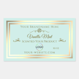 Licht Blauwgroen Product Label met Goud Lijst en L