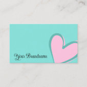 Licht Blauwgroen, roze hartverwarmend, modern, een Visitekaartje (Voorkant)