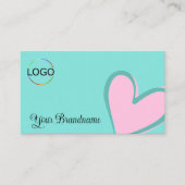 Licht Blauwgroen, roze, roze, hittekaart met Logo Visitekaartje (Voorkant)