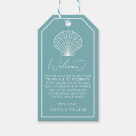 Licht Blauwgroen Seashell Beach Elegant Bruiloft W Cadeaulabel