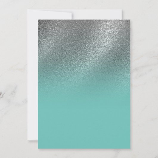 Licht Blauwgroen Silver Fine Glitter Ombre Save th Kaart (Achterkant)