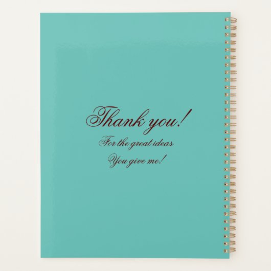 Licht Blauwgroen Turquoise Blauw Monogram Grote Id Planner (Achterkant)