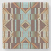 Licht Blauwgroen Turquoise Blauw Sinaasappel Bruin Stenen Onderzetter (Voorkant)