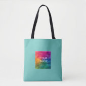 Licht Blauwgroen Voeg hier uw foto toe Aangepaste  Tote Bag (Voorkant)
