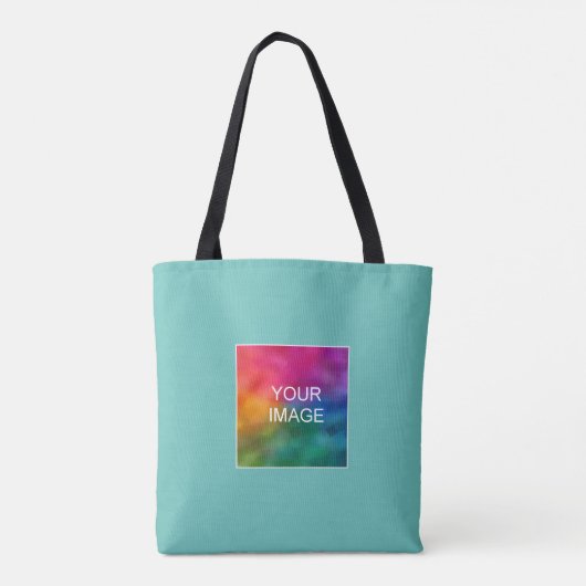 Licht Blauwgroen Voeg hier uw foto toe Aangepaste  Tote Bag (Achterkant)
