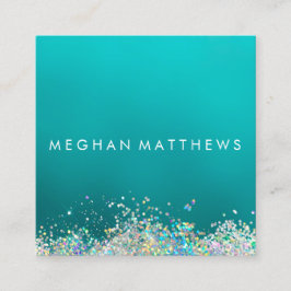 Licht Blauwgroen Zilver  Sparkles Makeut Artist Vierkante Visitekaartje