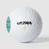 Licht Blauwgroen Zwart Stripe Script Naam Monogram Golfballen (Logo)