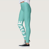 Licht Blauwgroen zwart-wit klassieke tekst Leggings (Links)