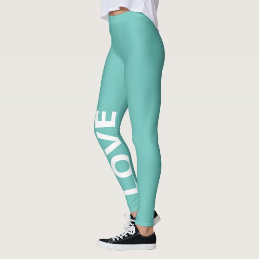 Licht Blauwgroen zwart-wit klassieke tekst Leggings (Links)