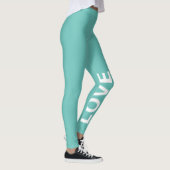 Licht Blauwgroen zwart-wit klassieke tekst Leggings (Rechts)