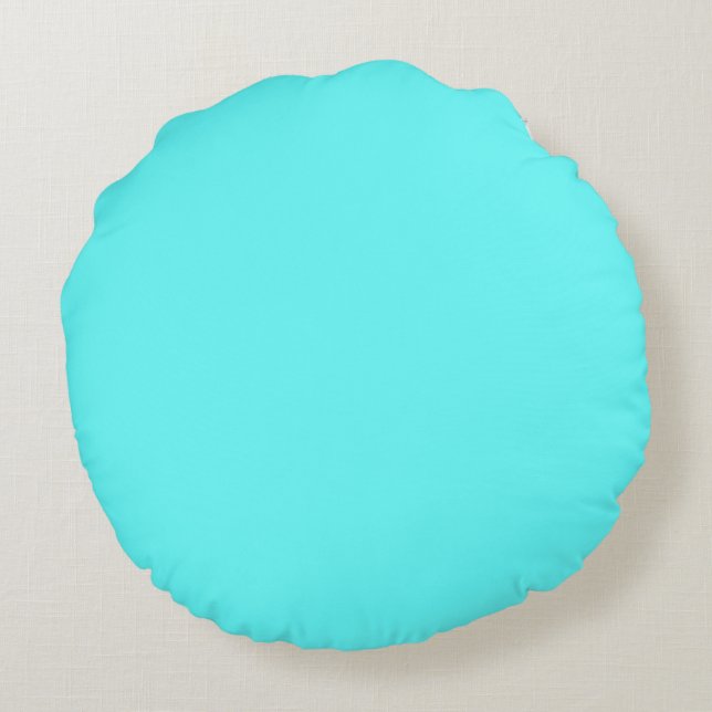 licht blauwgroene effen kleur rond kussen (Achterkant)