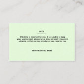 Licht Bleek Groen Dokter Afspraak Herinnering Kaar Visitekaartje (Achterkant)