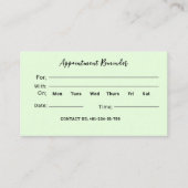 Licht Bleek Groen Dokter Afspraak Herinnering Kaar Visitekaartje (Voorkant)