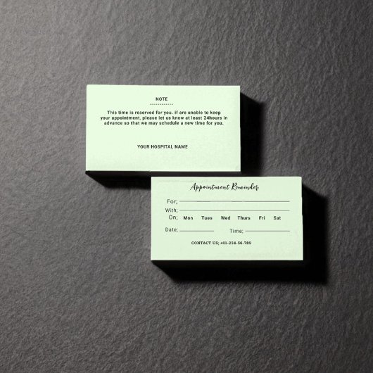 Licht Bleek Groen Dokter Afspraak Herinnering Kaar Visitekaartje