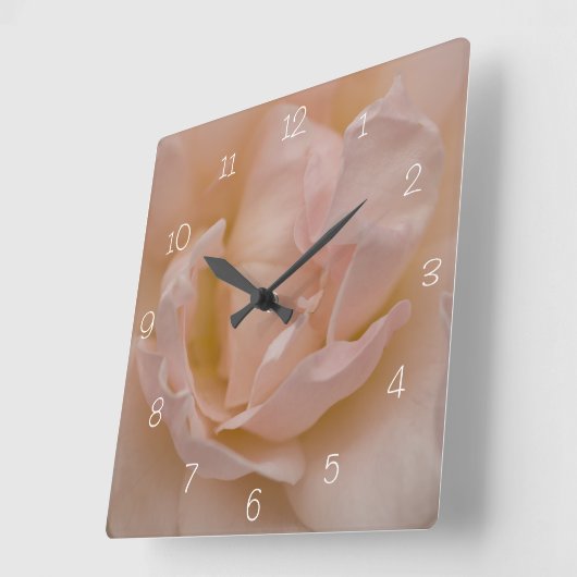 Licht Bleek Roze Fancy Roos ventilator Vierkante Klok (Hoek)