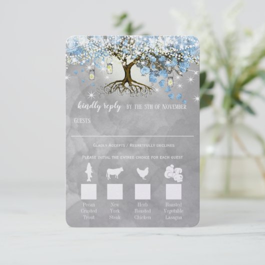 Licht Bleek Stof Blauw Hart Blad Boom Woud Rsvp (Staand voorkant)