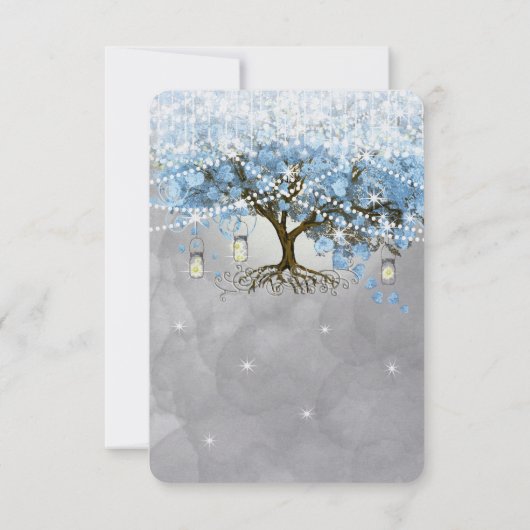 Licht Bleek Stof Blauw Hart Blad Boom Woud Rsvp (Achterkant)