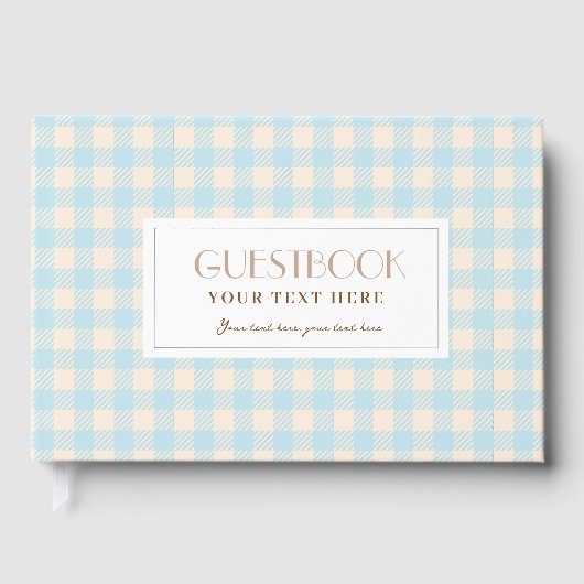 Licht Bleke baby blauw gingham plaid gecontroleerd Gastenboek (Voorkant)