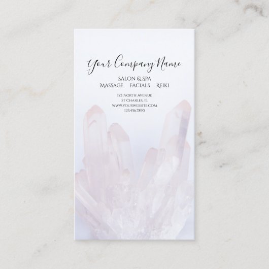 Licht Bleke Paarse kristallen Salon Spa Visitekaartje (Voorkant)