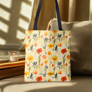 Licht bloemmotief – Verse botanische bloem Tote Bag