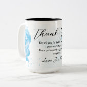 Licht Blu Floral Dank je mam cadeau idee Tweekleurige Koffiemok (Voorkant links)