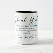 Licht Blu Floral Dank je mam cadeau idee Tweekleurige Koffiemok (Center)