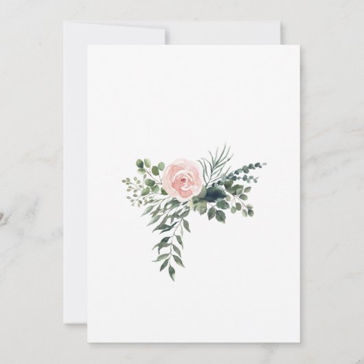 Licht Blush Bloemen Terug Bruiloft Detail Kaart (Achterkant)