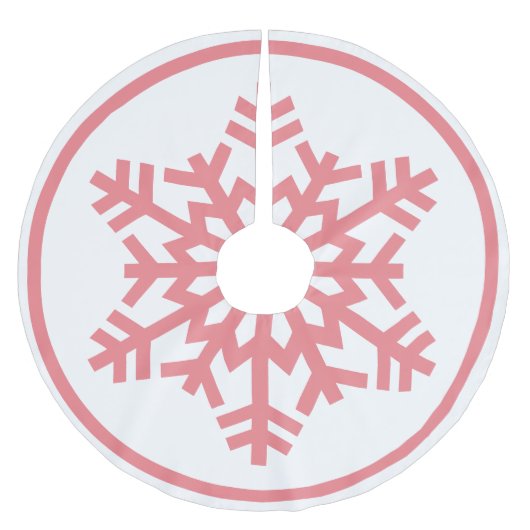 Licht Blush koraalroze sneeuwvlok op wit Kerstboom Rok (Voorkant)