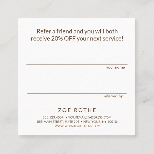 Licht Blush Pink Linen Salon Customer Reference Aanbevelingskaartje (Achterkant)