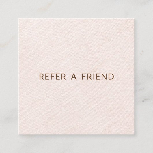 Licht Blush Pink Linen Salon Customer Reference Aanbevelingskaartje (Voorkant)