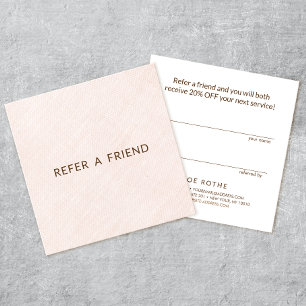 Licht Blush Pink Linen Salon Customer Reference Aanbevelingskaartje