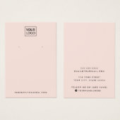 Licht blush roze add logo oorbel display card visitekaartje (Voorkant /achterkant)