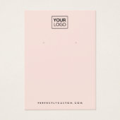 Licht blush roze add logo oorbel display card visitekaartje (Voorkant)