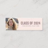 Licht blush roze afstuderen student foto naam mini visitekaartje (Voorkant)