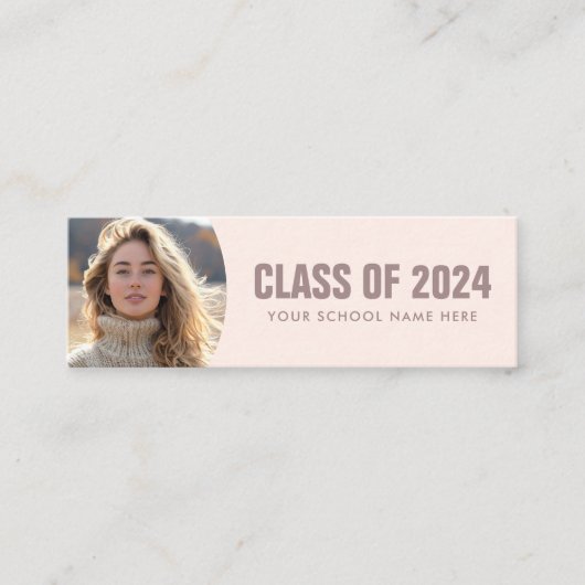 Licht blush roze afstuderen student foto naam mini visitekaartje (Voorkant)