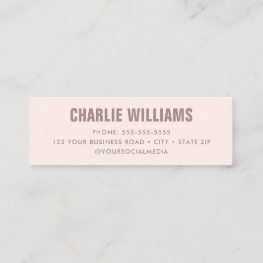 Licht blush roze afstuderen student foto naam mini visitekaartje (Achterkant)