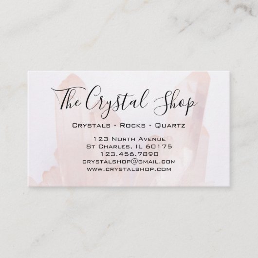 Licht Blush Roze Crystal Rock Shop Visitekaartje (Voorkant)