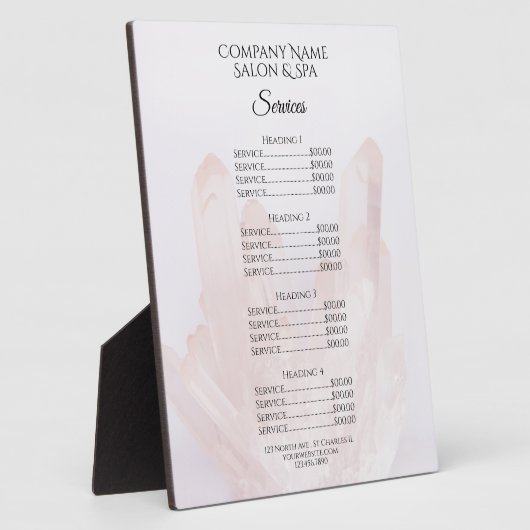 Licht Blush Roze Crystals Spa Salon Services Menu Fotoplaat (Zijkant)