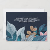 Licht blush roze Floral vult donkerblauw Feestdagenkaart (Achterkant)