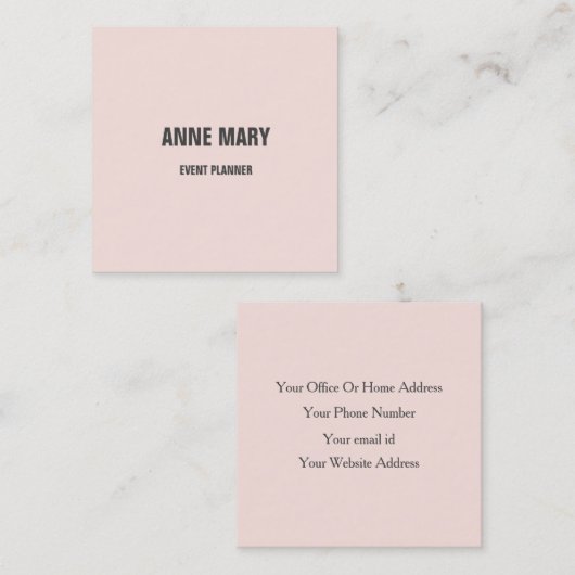Licht Blush Roze Grijs Modern Bold Bright Classy Vierkante Visitekaartje (Voorkant / Achterkant)