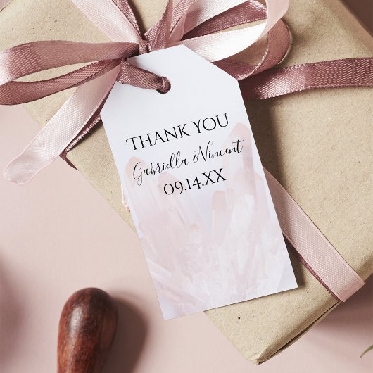 Licht Blush Roze Kristallen Bruiloft Favor Labels Cadeaulabel