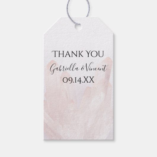 Licht Blush Roze Kristallen Bruiloft Favor Labels Cadeaulabel (Voorkant)